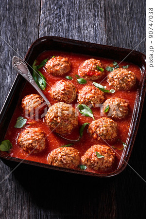 Porcupine Balls, ground beef and rice meatballs 90747038