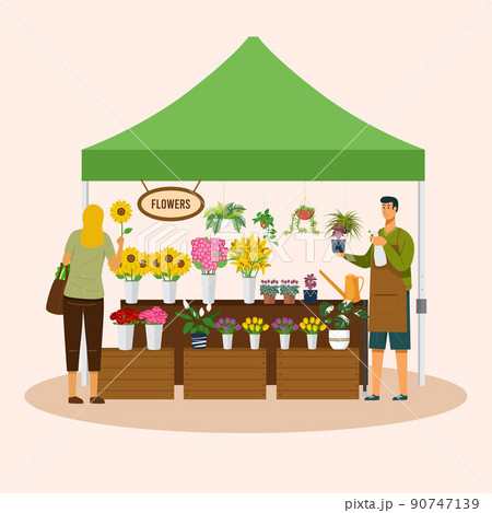 Farmer's market, flowers and plants stall Farmer's market, flowers and plants stall 90747139
