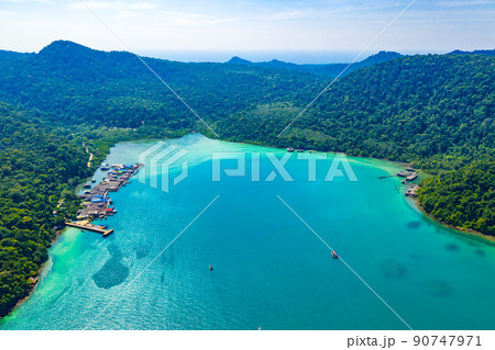 Fisherman valley between sea and forest and mountain at Koh Kood East of Thailand. Fisherman valley between sea and forest and mountain at Koh Kood East of Thailand. 90747971