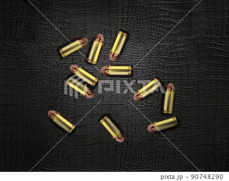 bullets on a black leather background bullets on a black leather background 90748290