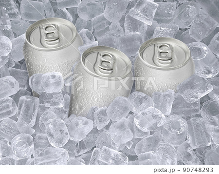 Can of cold beverage, ice cubea of juicy. Summer refreshing drink 90748293