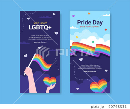 Happy Pride Month Day Social Media Vertical Banner Template Flat Cartoon Background Vector Illustration Happy Pride Month Day Social Media Vertical Banner Template Flat Cartoon Background Vector Illustration 90748331