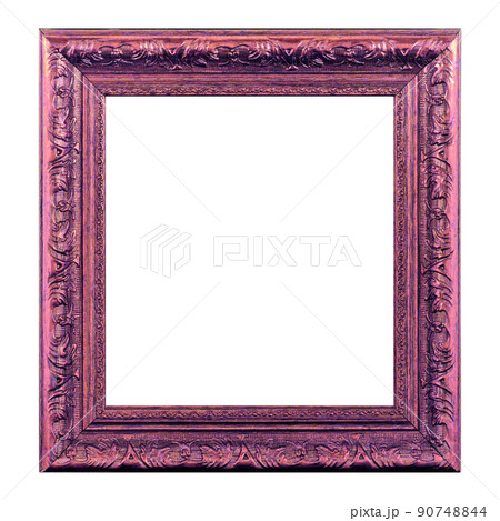 Antique fuchsia Pink Classic Old Vintage Wooden mockup canvas frame isolated on white background. Blank and diverse subject moulding baguette. Design element. use for paintings, mirrors or photo. 90748844
