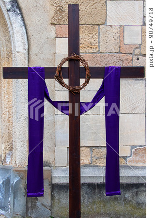 Catholic cross with a wreath of thorns in a modern interpretation Catholic cross with a wreath of thorns in a modern interpretation 90749718