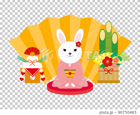 Illustration material of New Year's card of 2023 rabbit year Illustration material of New Year's card of 2023 rabbit year 90750465