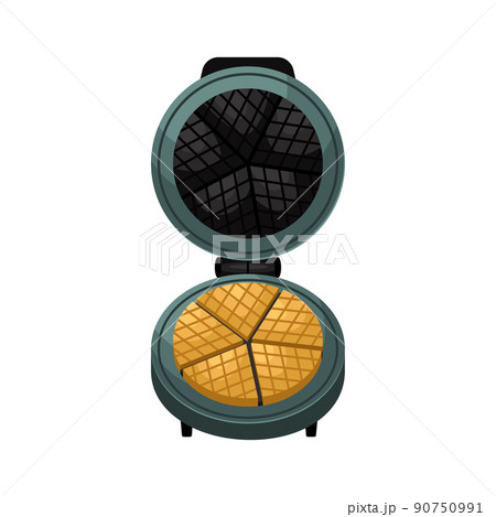 Vector illustration of a waffle iron for round Belgian waffles. Vector illustration of a waffle iron for round Belgian waffles. 90750991