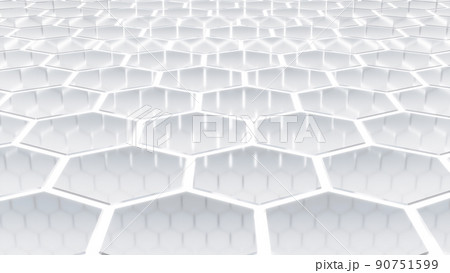 白いの六角形のパターンの壁。隙間から白い光。ローポジション。	 90751599