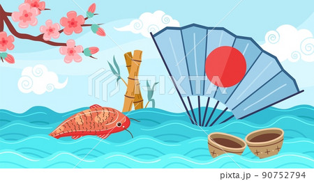 Asian Travel Background Japanese Abstract のイラスト素材