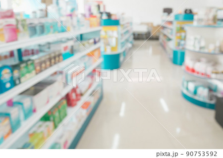 pharmacy drugstore shop interior blur background 90753592