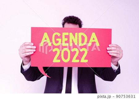 Conceptual display Agenda 2022. Business overview list of activities in order which they are to be taken up -48136 90753631