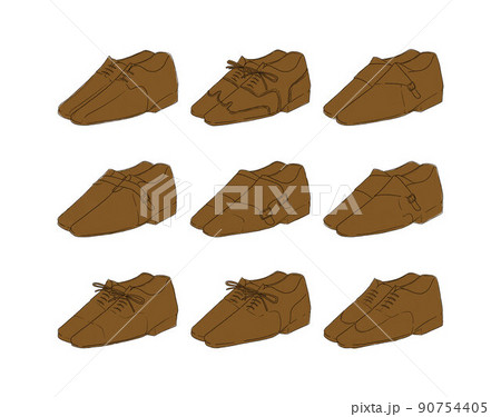 茶色の革靴のイラストセット 茶色の革靴のイラストセット 90754405