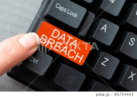 Text showing inspiration Data Breach. Word Written on security incident where sensitive protected information copied -48863 Text showing inspiration Data Breach. Word Written on security incident where sensitive protected information copied -48863 90754443