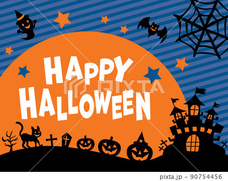 ハッピーハロウィンの文字と背景イラスト ハッピーハロウィンの文字と背景イラスト 90754456