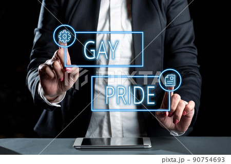 Conceptual caption Gay Pride. Business showcase Dignity of an idividual that belongs to either a man or -47856 90754693