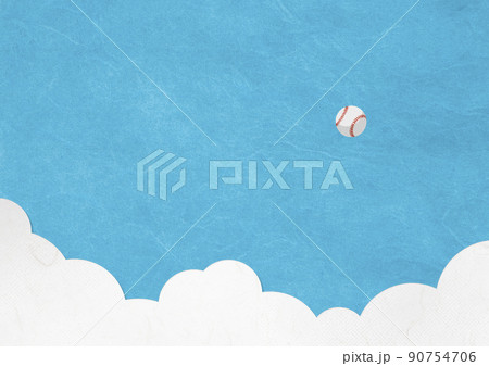 夏空 白球 野球ボール 夏空 白球 野球ボール 90754706