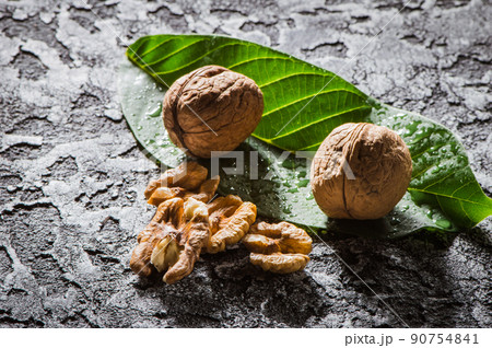 Fresh peanuts in shell top view background 90754841