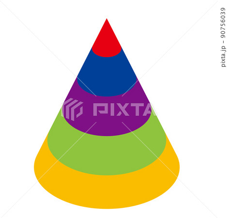3d 立体的な5層円錐形のピラミッドの形をしたアイソメトリックスのイラスト インフォグラフィックのイラスト素材