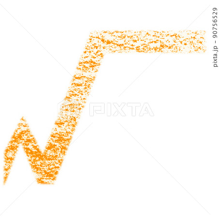 クレヨンで描かれた記号 ルート √  オレンジ色 背景白 高解像度 パス付 他色有り 90756529