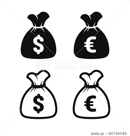 Money Bag Icon Set on White Background. Vector 90756589