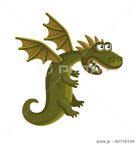 Dragon. Funny Cartoon Style Green Monster. Vector 90756599