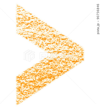 クレヨンで描かれた記号 大なり ＞ オレンジ色 背景白 高解像度 パス付 他色有り 90756846