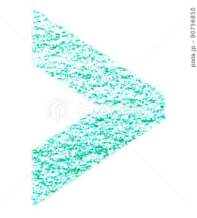 クレヨンで描かれた記号 大なり ＞ 緑色 背景白 高解像度 パス付 他色有り 90756850