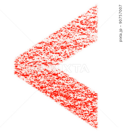 クレヨンで描かれた記号 小なり ＜ 紅色 背景白 高解像度 パス付 他色有り 90757007