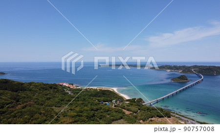 【角島大橋】角島の自然と山口県下関市豊北町大字神田 ドローン空撮 【角島大橋】角島の自然と山口県下関市豊北町大字神田 ドローン空撮 90757008