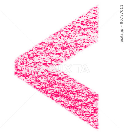 クレヨンで描かれた記号 小なり ＜ 赤色 背景白 高解像度 パス付 他色有り 90757011