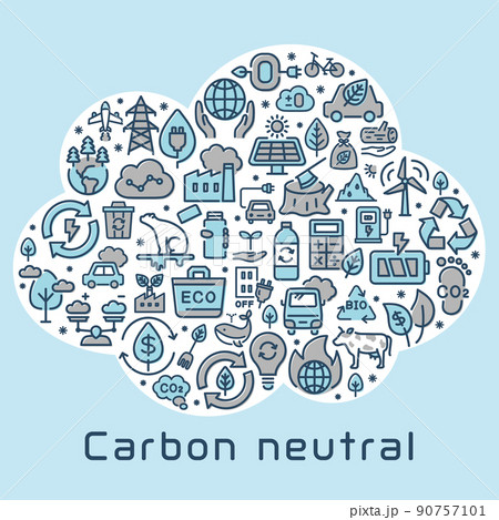 カーボンニュートラル 雲型のロゴ カーボンニュートラル 雲型のロゴ 90757101