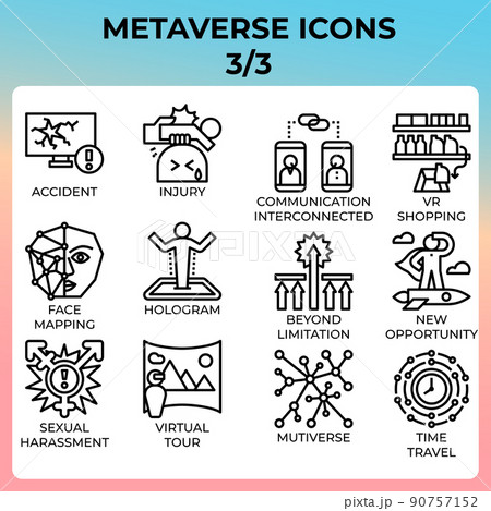 Metaverse icon set 90757152