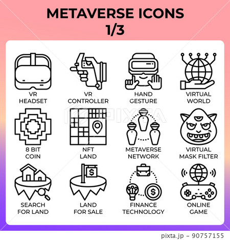 Metaverse icon set 90757155