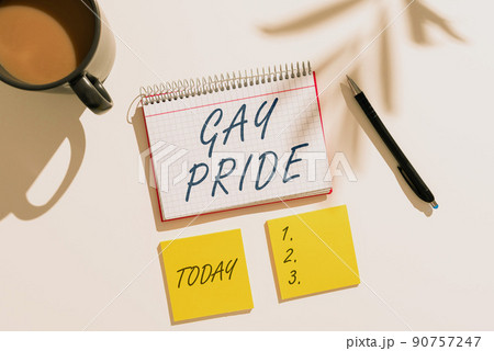 Conceptual caption Gay Pride. Word for Dignity of an idividual that belongs to either a man or -47633 90757247