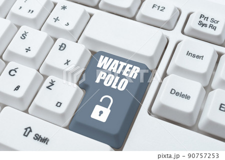 Text showing inspiration Water Polo. Conceptual photo competitive team sport played in the water between two teams -48676 Text showing inspiration Water Polo. Conceptual photo competitive team sport played in the water between two teams -48676 90757253