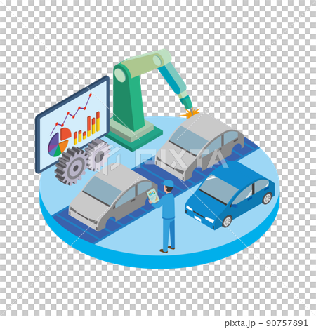 自動車産業のイメージイラスト 自動車産業のイメージイラスト 90757891