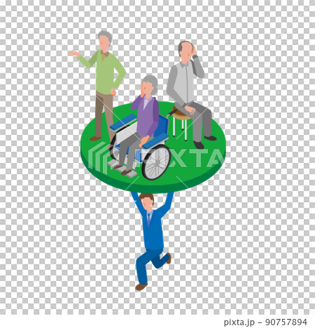 Young people who support the elderly 90757894