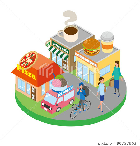 飲食店やフードデリバリーのイメージイラスト 90757903