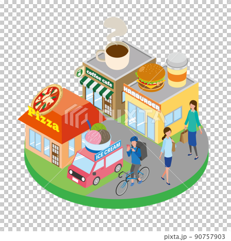 飲食店やフードデリバリーのイメージイラスト 90757903