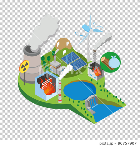 色々な発電施設のイメージイラスト 90757907