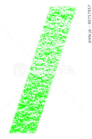 クレヨンで描かれた記号 スラッシュ ／ 緑色 背景白 高解像度 パス付 他色有り 90757957