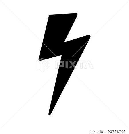 Lighting bolt symbol in doodle style power simple abstract sign isolated on white background. Web, hipster 90758705