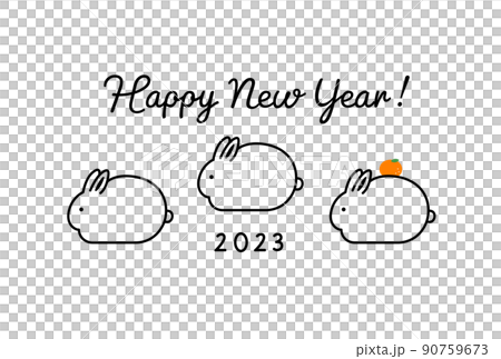 2023年のうさぎ年の年賀状テンプレート　卯年　シンプル　おしゃれ　イラスト　素材　令和5年 90759673