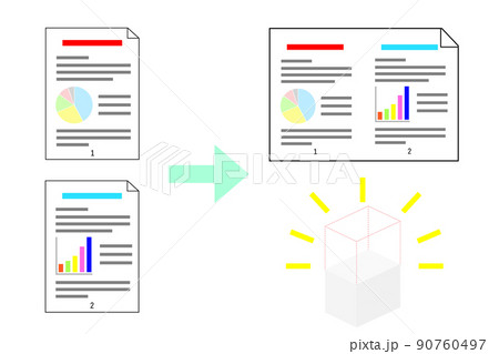 集約印刷で紙の使用量を減らす、環境にやさしい取り組みのビジネスイメージ。 集約印刷で紙の使用量を減らす、環境にやさしい取り組みのビジネスイメージ。 90760497