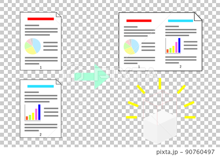 集約印刷で紙の使用量を減らす、環境にやさしい取り組みのビジネスイメージ。 集約印刷で紙の使用量を減らす、環境にやさしい取り組みのビジネスイメージ。 90760497