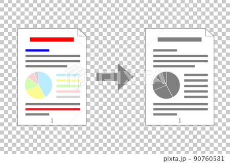 Business illustrations that reduce costs by printing color manuscripts in black and white 90760581