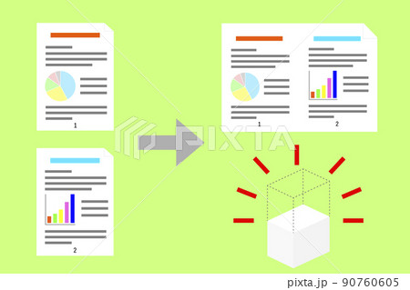 集約印刷で紙の使用量を減らす、環境にやさしい取り組みのビジネス&エコイメージ。 集約印刷で紙の使用量を減らす、環境にやさしい取り組みのビジネス&エコイメージ。 90760605