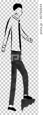 Tall businessman climbing a step (illustration of a hand-painted person in ink) Tall businessman climbing a step (illustration of a hand-painted person in ink) 90760644