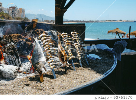 espetos in La Malagueta beach in Malaga, Spain 90761570