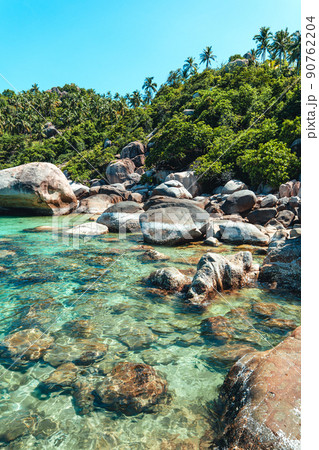 View of the bay and rocks on the island,Shark Bay Koh Tao View of the bay and rocks on the island,Shark Bay Koh Tao 90762204