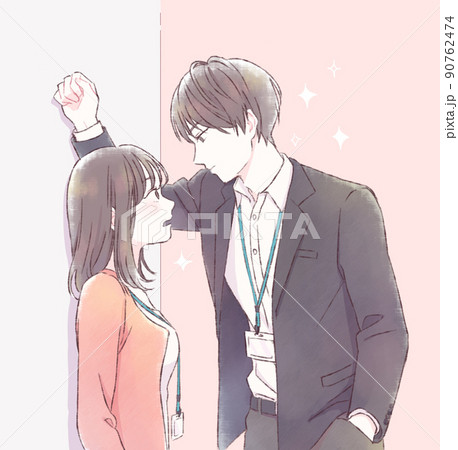 壁ドンされて照れる女性 会社員ver 背景あり 壁ドンされて照れる女性 会社員ver 背景あり 90762474